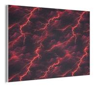 MuchoWow© Paneles Decorativos Para Pared 60x40 cm Acusticos Panel Acustico Insonorizacion Habitacion Cuadros Decoracion InsonorizarRojo - Tormenta - Rayo - Nubes