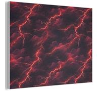 MuchoWow© Paneles Decorativos Para Pared 70x50 cm Acusticos Panel Acustico Insonorizacion Habitacion Cuadros Decoracion InsonorizarRojo - Tormenta - Rayo - Nubes