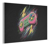 "MuchoWow© Paneles Decorativos Para Pared 90x60 cm Acusticos Panel Acustico Insonorizacion Habitacion Cuadros Decoracion Insonorizar Pixel - Mando - Juegos"