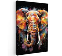 MuchoWow© Quadros Decoração Sala 80x120 cm Cuadros Decoracion Dormitorios Lienzos Decorativos para Dormitorios Modernos Elefante - Graffiti - Negro - Animales - Colores