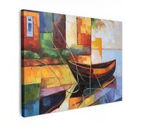 MuchoWow© Quadros Decoração Sala 80x60 cm Cuadros Decoracion Dormitorios Lienzos Decorativos para Dormitorios Modernos Abstracto - Arte - Barco - Colores