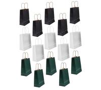 MUCKLILY 15piezas Bolsas De Obsequio De Año De Papel Kraft Bolsas Para Obsequios Con Asas Para Fiestas y Envoltorios De Regalos Color Rojo Material Resistente Para Recuerdos De Fiesta y Gol