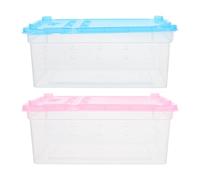 MUCKLILY 2 Cajas de Plástico Transparentes para Reptiles y Gusanos de Seda, Jaula Portátil Ligera para Crías Ambiente Cómodo, Adecuado para Uso al Aire Libre