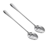 MUCKLILY 2 Cucharas de Acero Inoxidable para Café y Postre Mango Largo Brillo Espejo Aptas para Té Helado y Mezclas Utensilios de Cocina Resistentes y Seguras para Lavavajillas Uso
