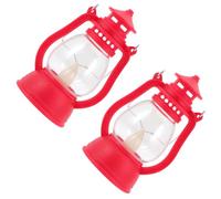 MUCKLILY 2 Lámparas LED Retro de Aceite para Camping y Decoración, Diseño Asa, Color Rojo, Material Plástico, Ideales para Colgar Pared o Usar en Manteles