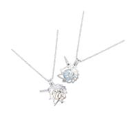 MUCKLILY 2 piezas Collar de Colgante Unicornio Hueco Luminoso Abierto para Niñas Diseño DIY Personalizable Doble Color Azul-verde y Amarillo-verde Joyería Resistente al Desgaste