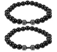 MUCKLILY 2 piezas Pulsera Mancuerna de Peso para Hombre y Mujer de Pulseras de Mostacillas Resistentes Joyería Unisex con Diseño de Pesas para Entrenamiento y Actividad Física