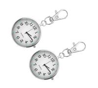 MUCKLILY 2 Relojes de Bolsillo Redondos para Enfermeras con Clip de Pecho Manos Libres, Acero Inoxidable y Vidrio, Portátiles para Entornos Hospitalarios y Exámenes, Color Plata