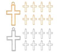 MUCKLILY 20 Colgantes de Cruz Pequeños de Acero Inoxidable Colgantes Huecos para Pulsera y Llavero Accesorios Religiosos Miniatura para Manualidades y Joyería Cristiana Diseño Ligero y