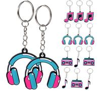 MUCKLILY 24 Llaveros Musicales de PVC Notas Auriculares y Casete 4 Estilos X 6 Unidades Recuerdos para Fiestas Temáticas Material Escolar y Decoración para Mochilas