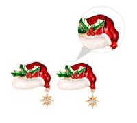 MUCKLILY 2piezas Broche de Gorro de Papá Noel Broches de Aleación Navideños para Ropa Accesorios Navideños para Decoración de Fiesta