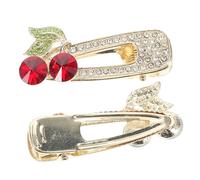 MUCKLILY 2piezas Cherry Rhinestone Hair Clip for Women Korean Style Versatile Duckbill Hairpin for Various Hairstyles and Occasions