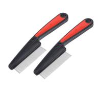 MUCKLILY 2piezas Peine De Dientes De Acero Inoxidable Peine Anticaspa Para Hombres y Mujeres Cabello Para Eliminar La Caspa El Cabelludo Paquete De Negros Mango Rojo