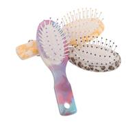 MUCKLILY 3 Mini Cepillos de Masaje con Aire para Cabello Mojado y Seco Peine de Viaje Portátil con Estampado de Leopardo Morado y Amarillo Compacto para Mujeres y Desenredante