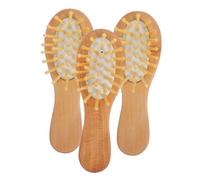 MUCKLILY 3 Peines Masajeadores Cojín de Goma y Madera 12X4 CM para Mejorar la Circulación y Cuidado del Cabello en Mujeres y Niñas Portátiles y Compactos