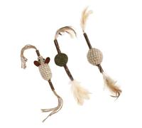 MUCKLILY 3 Piezas de Juguetes Interactivos para Gatos Madera, Plumas y Cuerda de Algodón, Ideales para Mantener a Tu Gato Saludable y Feliz Jugando Varios Estilos