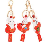 MUCKLILY 3 Piezas Llavero de Conejo de Cuero Rojo para Mujer