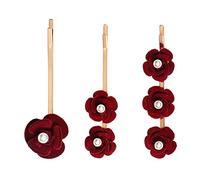 MUCKLILY 3 Pinzas Pelo Forma de Flor de Rosa en Rojo, Accesorios Cabello para Mujeres, Fáciles de Usar, Hechas de Aleación de Zinc y Abs, Ideales para Viajes Románticos