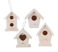 MUCKLILY 4 Nidos de Pájaros de Madera Decorativos para Jardín, Set Creativo DIY con Nidos en Forma de Corazón, Doble Capa y Simple, Adornos para Pajareras y Decoración de Hogar