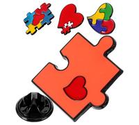 MUCKLILY 4 Piezas Pin de Metal Diseño de Rompecabezas Arcoíris para Autismo, Alfiler de Solapa Fácil de Poner y Quitar, Adecuado para Decorar Ropa y Manualidades