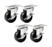 MUCKLILY 4 Ruedas Giratorias con Freno de 2 Pulgadas Ruedas Resistentes de Goma Negra para Muebles para Estanterías y Bancos de Trabajo con Bloqueo Seguro y Alta Capacidad de Carga