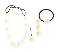 MUCKLILY 4piezas Accesorios Para Cabello Con Diadema De Flores Margarita Gomas Elásticas y Pinzas Delicado Diseño Floral Para Mujer y Adolescentes Para Bodas y Fiestas