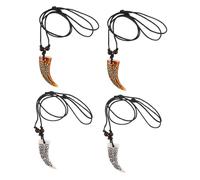 MUCKLILY 4piezas Collar de Resina Falso con Cordón Ajustable Joyería de Moda para Surfistas Diseño de Patrón de Diente para Fiesta de Tema Hawaiano