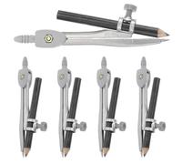 MUCKLILY 5 Piezas Kit de Brújula para Dibujo Técnico Portátil, Herramienta de Dibujo Punta Ajustable para Matemáticas, Compás Escolar Ligero para Oficina y Estudio