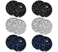 MUCKLILY 6 Pares de Pendientes Magnéticos Pequeños sin Perforación, Clips para Orejas Decorativos de 10 Mm en Plata, Negro y Azul, Pendientes Prácticos para Mujer y Uso Diario