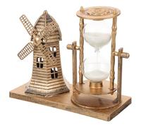 MUCKLILY Adorno Vintage de Reloj de Arena y Faro Metálico Dorado para Decoración de Oficina y Escritorio, Pieza Creativa Retro Artesanal, Decoración Temática Náutica, Accesorio Decorativo