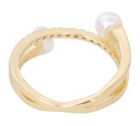 MUCKLILY Anillo Cruzado Ajustable de Moda para Mujer, Joyas Doradas Vintage, Anillo Abierto de Perla para Fiesta y Uso Diario, Tamaño Único