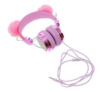 MUCKLILY Auriculares Micrófono, Orejas de Gato Purpurina y Bola de Pelo, Auriculares Supraaurales Cable Resistente Dc5v, Color Rosa para Escuela y Viajes Color Aleatorio