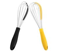 MUCKLILY Batidor Manual de Huevos de Acero Inoxidable 2 Piezas Batidor de Cocina Portátil Negro y Amarillo Mezclador Espiral para Repostería Amasado y Batido en Hogar