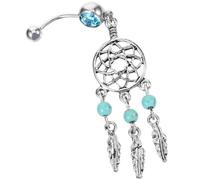 MUCKLILY Belly Button Ring Decor Captivating Dream Catcher Design For Women Stylish Dangling Navel Jewelry Beach Party Accessory