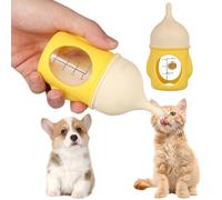 MUCKLILY Biberón para Gatitos y Biberones para Cachorros de Silicona y Pc, 80ml, Amarillo, Fácil de Limpiar y Antisalpicaduras, para Gatitos y Cachorros Recién Nacidos