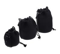 MUCKLILY Bolsa para Lentes de Cámara de Neopreno Negra Cierre de Cordón y Clip Reforzado, Protección contra Golpes para Uso en Exteriores, Pack de 3 Unidades