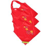 MUCKLILY Bolsas de Compras Reutilizables de Poliéster Plegables Estilo Fresa, Set de 3 Unidades, Bolsa de Almacenamiento Compacta y Ligera para Supermercado y Uso Diario