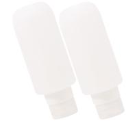 MUCKLILY Botellas Exprimibles de Silicona 200Ml, Pack 2 Unidades Transparentes, Dispensador de Loción y Champú para Viaje, Botella de Baño Práctica, Antidesbordamiento y Reutilizable