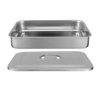 MUCKLILY Caja Esterilizadora para Herramientas de Manicura de Acero Inoxidable 201 sin Perforaciones Bandeja de con Tapa y Asa Tamaño 115 Pulgadas Estuche Profesional para Salones y