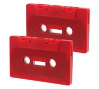 MUCKLILY Cajas de Casetes Decorativos Vintage Rojos de Plástico, 2 Piezas sin Núcleo para Decoración en Fiestas de Música y Baile Estilo Retro