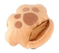 MUCKLILY Calentador de Pies Eléctrico USB Diseño de Pata de Gato Pantuflas Calefactoras de Felpa Color Caqui Talla Única para Uso en Invierno en Casa Oficina y Dormitorio