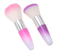 MUCKLILY Cepillo para Polvo de Uñas 2 Piezas Pincel para Polvo de Uñas Suave Color Rosa y Morado Tamaño Compacto para Manicura en Casa y Salón