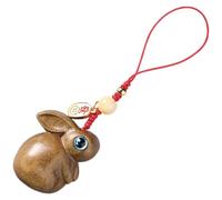 MUCKLILY Colgante de Teléfono de Madera Verde Forma de Conejo, Llavero Decorativo para Móvil, Accesorio Ligero y Seguro para Colgar en Bolso o Móvil, Adecuado para Obsequio y Decoración