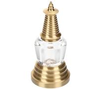 MUCKLILY Colgante Decorativo de Estupa Sarira de Latón Hueco 8 Cm Acrílico de Color Claro, Colgante Que Se Puede Abrir para Uso Budista y Colección, Amuleto Ligero para Collar y Joyería