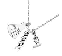 MUCKLILY Collar Colgante de Microscopio de Aleación Segura Cadena Cuello Diseño de Molécula de Adn Accesorio Creativo para Día del Maestro y Uso Diario