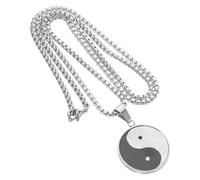 MUCKLILY Collar de Acero Inoxidable para Hombre Colgante Yin Yang Bagua Cadena de 60 CM Cierre de Mosquetón Amuleto Feng Shui Espiritual para Buena Suerte y Equilibrio