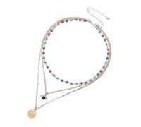 MUCKLILY Collar de Capas de Mal de Ojo para Mujer, Aleación Metálica Dorada, Diseño Multicapa Moderno, Joyería para Niñas, Fiesta y Uso Diario, Tamaño Ajustable