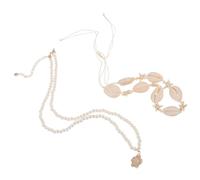 MUCKLILY Collar de Clavícula Cuentas de Conchas Marinas y Tortuga en Doble Capa, Accesorio Bohemio de Acrílico y Aleación para Mujer en Verano y Días Soleados