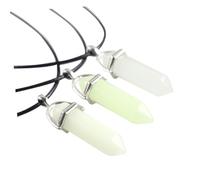 MUCKLILY Collar de Columna Hexagonal Luminosa Colgante de Piedra Fluorescente, Aleación Resistente, 3 Piezas, Diseño Elegante Adecuado para Día Madre y San Valentín