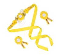 MUCKLILY Conjunto de Faja de Maternidad Amarillo para Futura Mamá Ramillete Floral y Broche para Shower Accesorio Fotográfico Ligero y Cómodo para Celebración de Embarazo